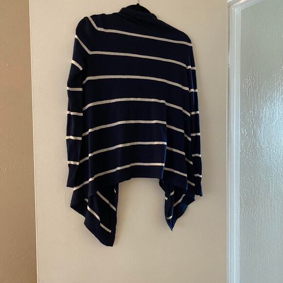 Ann Taylor Navy and white striped wrap cardigan - Picture 3 of 6